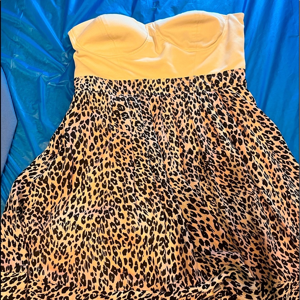 kardashian Kollection pink strapless dress . Animal print size L